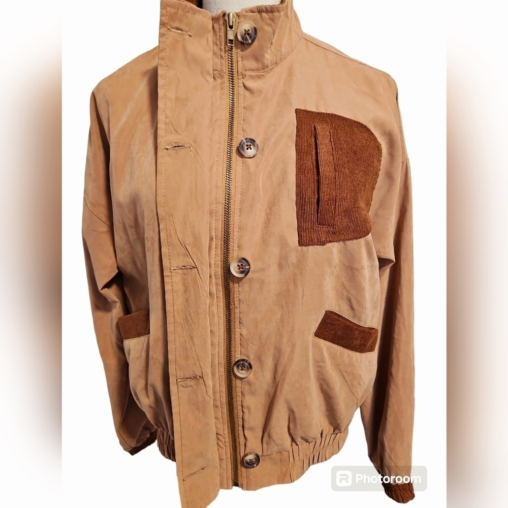 Mine Women's Bomber Jacket Tan Brown Western Equestrian Meadium - Picture 4 of 6